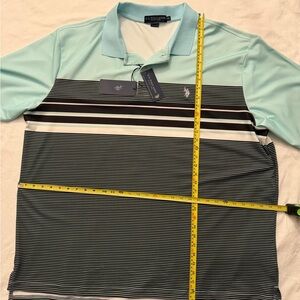 U.S. Polo Assn. Men's Light Blue and Black Striped Polo Shirt 3XL
